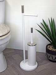 Showerdrape White Chester Toilet Roll & Brush Combo Set - Image 1 of 2