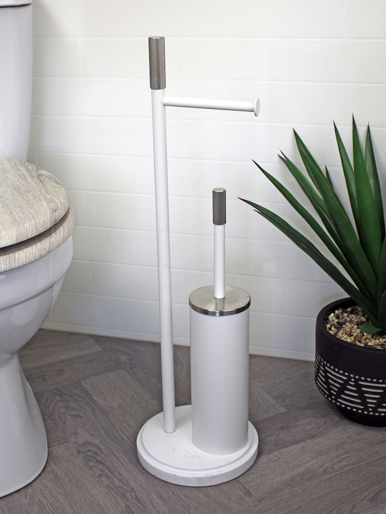 Showerdrape White Chester Toilet Roll & Brush Combo Set - Image 1 of 2