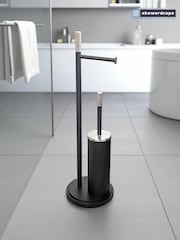 Showerdrape Black Chester Toilet Roll & Brush Combo Set - Image 1 of 5