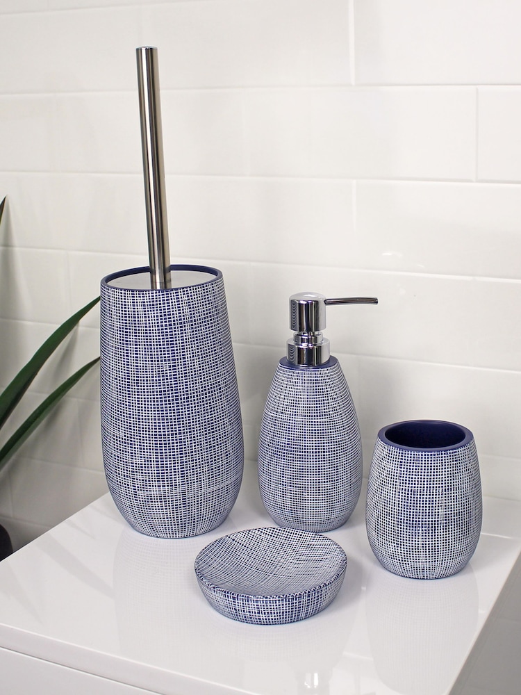 Showerdrape Set of 4 Navy Denim Bathroom Accessory - Image 1 of 5