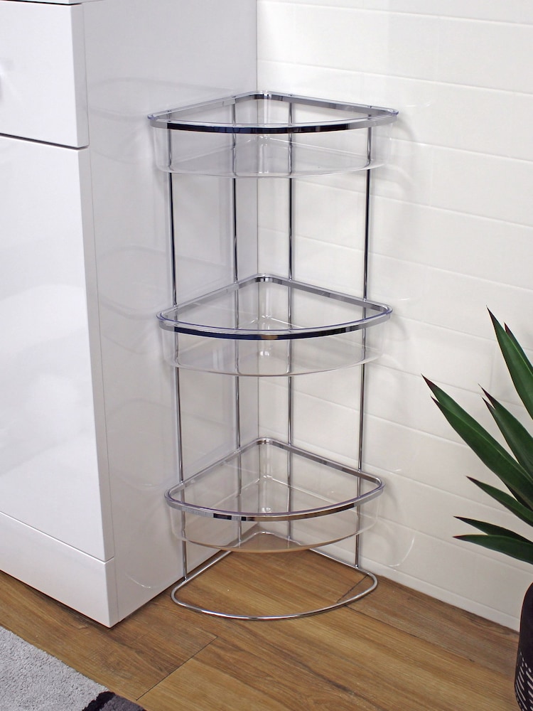 Showerdrape Clear Pure Corner Floor Bathroom Caddy - Image 1 of 3 Showerdrape Clear Pure Corner Floor Bathroom Caddy - Image 1 of 3