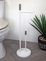 Showerdrape White Chester Toilet Roll & Spare Paper Combo Set - Image 1 of 2