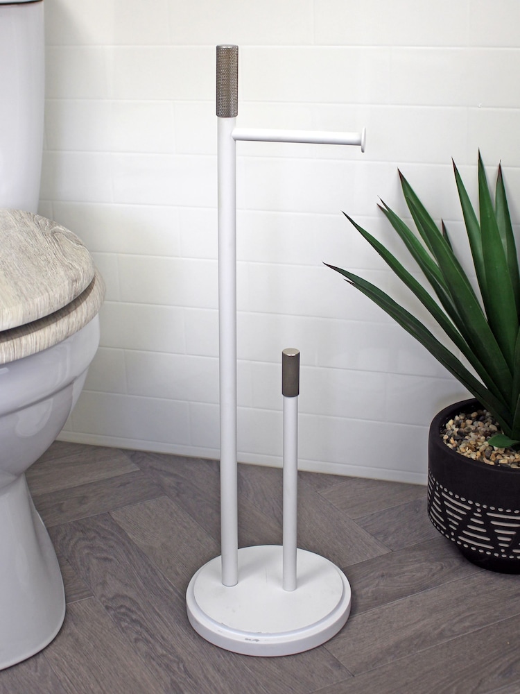 Showerdrape White Chester Toilet Roll & Spare Paper Combo Set - Image 1 of 2