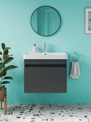 Britton Bathrooms Matt Grey Dalston Vanity Unit with Chrome Mixer Basin 558mm - Image 1 of 4