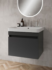 Britton Bathrooms Matt Grey Dalston Vanity Unit with Chrome Mixer Basin 558mm - Image 1 of 3
