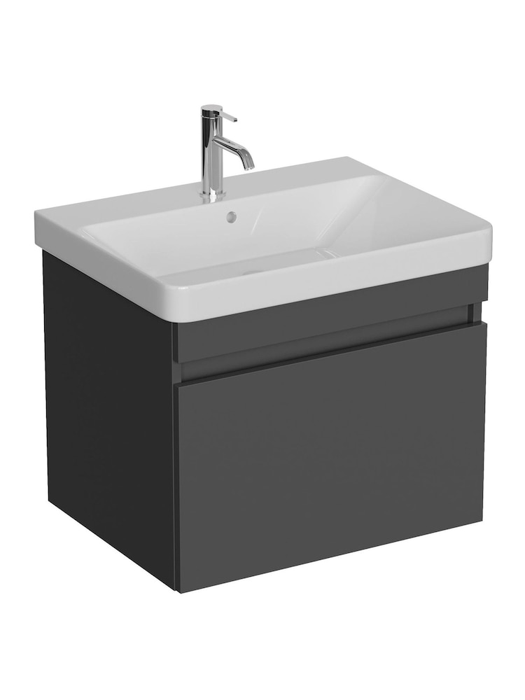 Britton Bathrooms Matt Grey Dalston Vanity Unit with Chrome Mixer Basin 558mm - Image 2 of 3