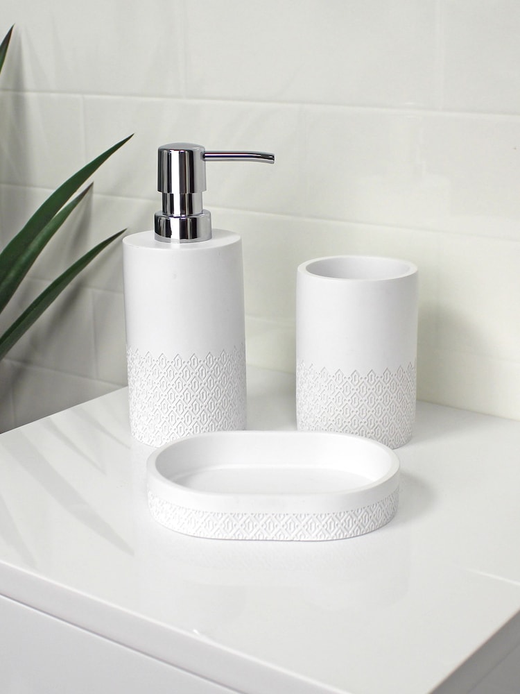 Showerdrape White Chantilly Set of 3 Bathroom Accessory Set - Image 1 of 4