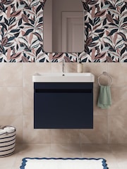 Britton Bathrooms Matt Blue Dalston Vanity Unit with Chrome Mixer Basin 558mm - Image 1 of 3