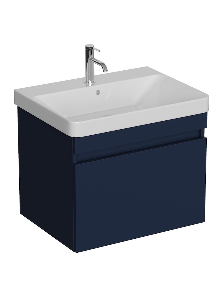 Britton Bathrooms Matt Blue Dalston Vanity Unit with Chrome Mixer Basin 558mm - Image 2 of 3