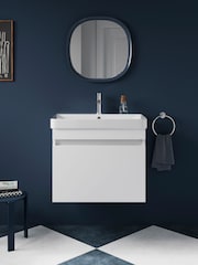 Britton Bathrooms Matt White Dalston Vanity Unit with Chrome Mixer Basin 558mm - Image 1 of 3