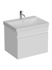 Britton Bathrooms Matt White Dalston Vanity Unit with Chrome Mixer Basin 558mm - Image 2 of 3