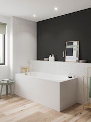 Britton Bathrooms White Brushed Brass Reuse Bath with Bath Shower Mixer 370 x 1600mm - Image 1 of 3