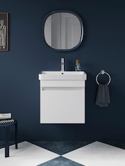 Britton Bathrooms Matt White Dalston Vanity Unit with Chrome Mixer Basin 458mm - Image 1 of 3