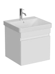 Britton Bathrooms Matt White Dalston Vanity Unit with Chrome Mixer Basin 458mm - Image 2 of 3
