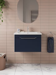 Britton Bathrooms Matt Blue Shoreditch Single Drawer Vanity Unit Basin 620mm - Image 1 of 3
