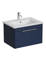 Britton Bathrooms Matt Blue Shoreditch Single Drawer Vanity Unit Basin 620mm - Image 2 of 3