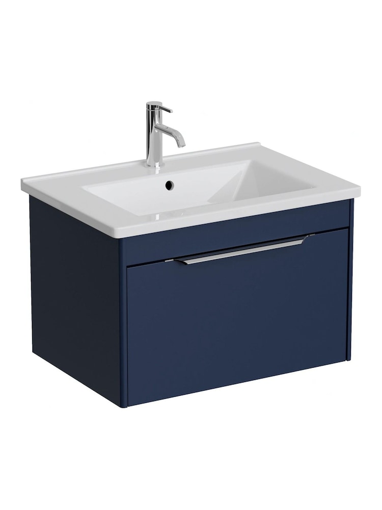 Britton Bathrooms Matt Blue Shoreditch Single Drawer Vanity Unit Basin 620mm - Image 2 of 3