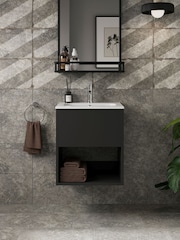 Britton Bathrooms Matt Black Hackney Vanity Unit with Chrome Mixer Basin - Image 1 of 3