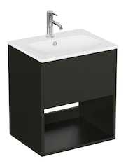 Britton Bathrooms Matt Black Hackney Vanity Unit with Chrome Mixer Basin - Image 2 of 3