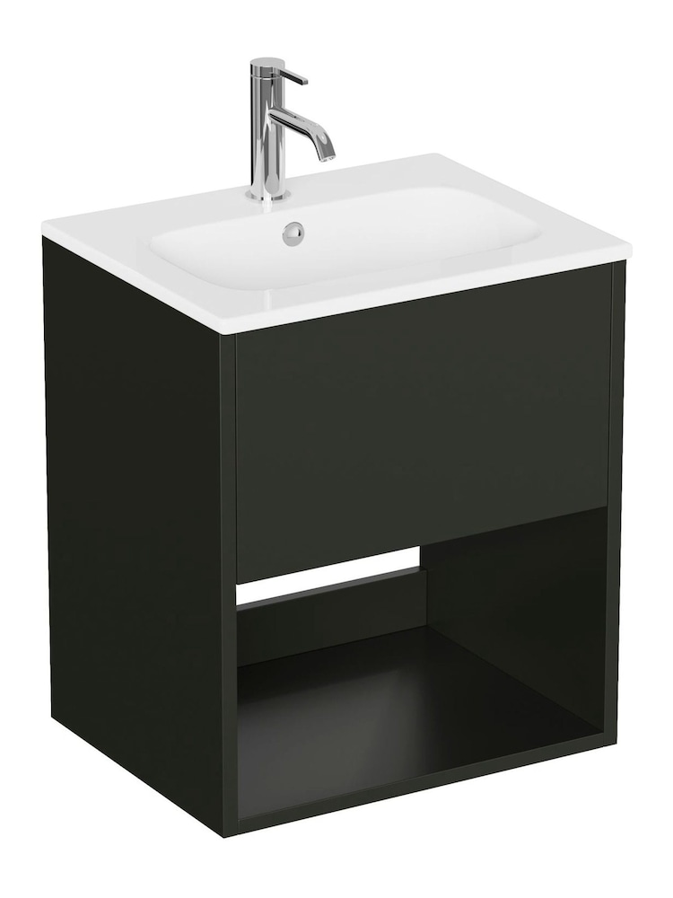 Britton Bathrooms Matt Black Hackney Vanity Unit with Chrome Mixer Basin - Image 3 of 3