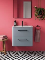 Britton Bathrooms Dusty Blue Camberwell Vanity Unit with Matt Black Mixer Basin - Image 1 of 6