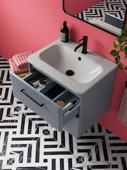 Britton Bathrooms Dusty Blue Camberwell Vanity Unit with Matt Black Mixer Basin - Image 3 of 6