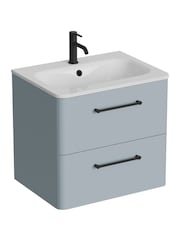 Britton Bathrooms Dusty Blue Camberwell Vanity Unit with Matt Black Mixer Basin - Image 5 of 6