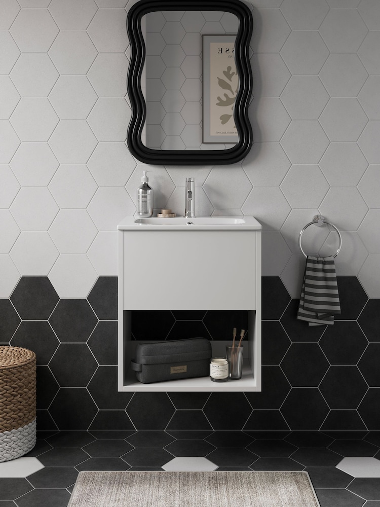 Britton Bathrooms Gloss White Hackney Vanity Unit with Chrome Mixer Basin - Image 1 of 3