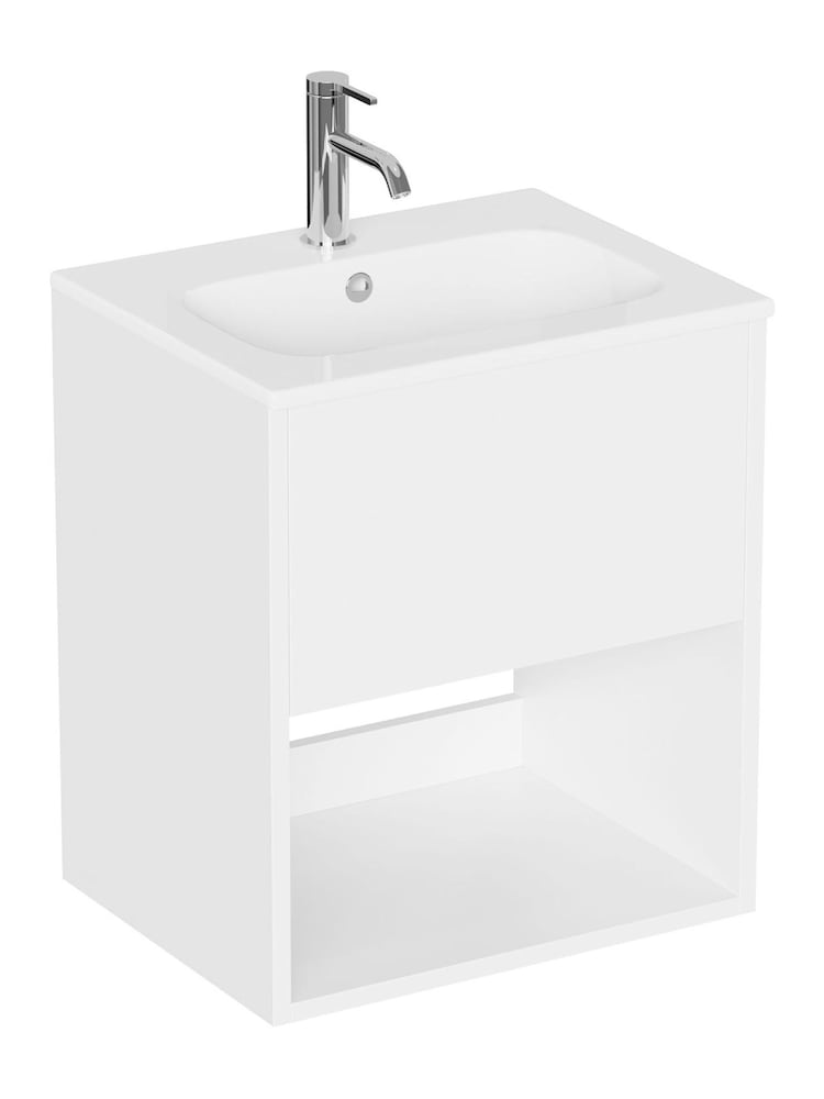 Britton Bathrooms Gloss White Hackney Vanity Unit with Chrome Mixer Basin - Image 2 of 3