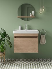 Britton Bathrooms Golden Oak Dalston Vanity Unit with Chrome Mixer Basin 558mm - Image 1 of 3