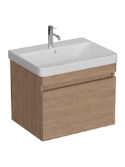 Britton Bathrooms Golden Oak Dalston Vanity Unit with Chrome Mixer Basin 558mm - Image 2 of 3