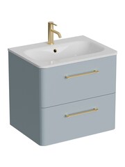 Britton Bathrooms Dusty Blue Camberwell Vanity Unit with Brushed Brass Mixer Basin - Image 2 of 3