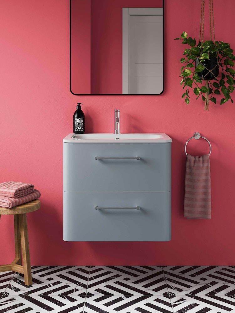 Britton Bathrooms Dusty Blue Camberwell Vanity Unit with Chrome Mixer Basin - Image 1 of 3