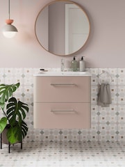 Britton Bathrooms Warm Beige Camberwell Vanity Unit with Chrome Mixer Basin - Image 1 of 3