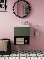 Britton Bathrooms Matt Green Hackney Vanity Unit with Chrome Mixer Basin - Image 1 of 6