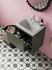 Britton Bathrooms Matt Green Hackney Vanity Unit with Chrome Mixer Basin - Image 2 of 6