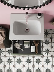 Britton Bathrooms Matt Green Hackney Vanity Unit with Chrome Mixer Basin - Image 3 of 6
