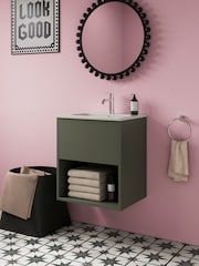 Britton Bathrooms Matt Green Hackney Vanity Unit with Chrome Mixer Basin - Image 4 of 6