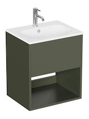 Britton Bathrooms Matt Green Hackney Vanity Unit with Chrome Mixer Basin - Image 5 of 6