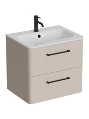 Britton Bathrooms Warm Beige Camberwell Vanity Unit with Matt Black Mixer Basin - Image 2 of 3