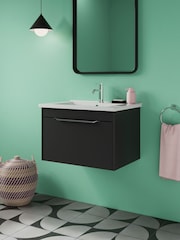 Britton Bathrooms Matt Grey Shoreditch Single Drawer Vanity Unit Basin 620mm - Image 1 of 6