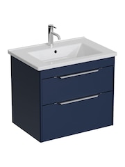 Britton Bathrooms Matt Blue Chrome Shoreditch Double Drawer Vanity Unit Basin 620mm - Image 2 of 3