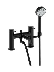 Britton Bathrooms White Matt Black Reuse Bath with Bath Shower Mixer 370 x 1700mm - Image 3 of 3