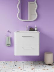 Britton Bathrooms Frosted White Camberwell Vanity Unit with Chrome Mixer Basin - Image 1 of 3