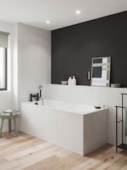 Britton Bathrooms White Matt Black Reuse Bath with Bath Shower Mixer 370 x 1800mm - Image 1 of 3
