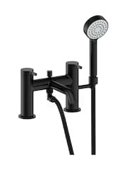 Britton Bathrooms White Matt Black Reuse Bath with Bath Shower Mixer 370 x 1800mm - Image 3 of 3