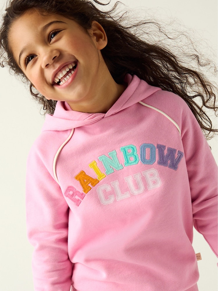 Little Bird by Jools Oliver Pink Rainbow Club Hoodie and Joggers Set - Image 1 of 7