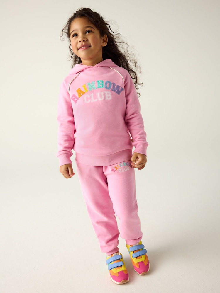 Little Bird by Jools Oliver Pink Rainbow Club Hoodie and Joggers Set - Image 2 of 7