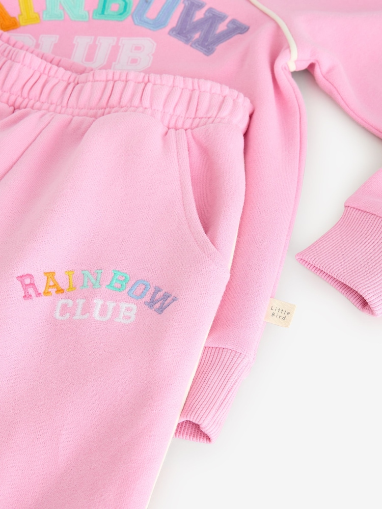 Little Bird by Jools Oliver Pink Rainbow Club Hoodie and Joggers Set - Image 7 of 7