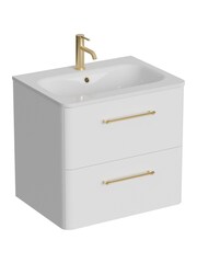 Britton Bathrooms Frosted White Camberwell Vanity Unit with Brushed Brass Mixer Basin - Image 2 of 3